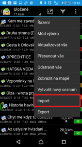 Klepněte na Import