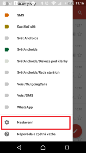 Přes postranní nabídku jdi do Nastavení