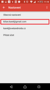 Zvol účet, na který Ti chodí e-maily