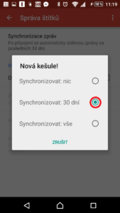 Změň synchronizaci na 30 dní