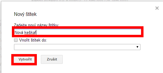 Zadání názvu štítku