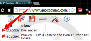 Odebrání keše ze seznamu