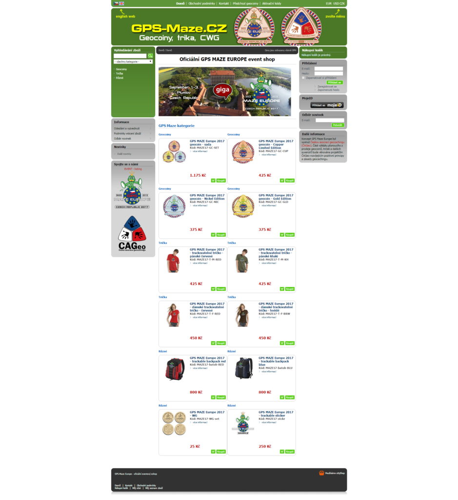 Eventový e-shop gps-maze.cz